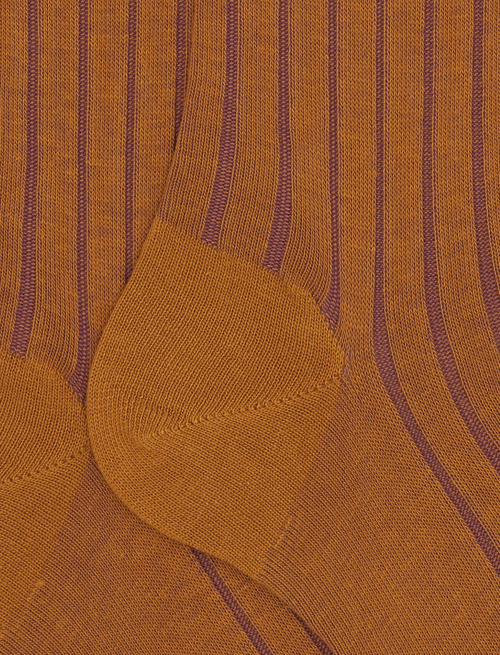 Calze lunghe uomo cotone giallo vanisé a coste larghe - Gallo 1927 - Official Online Shop