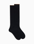Calze lunghe uomo cotone grigio tinta unita a coste - Gallo 1927 - Official Online Shop