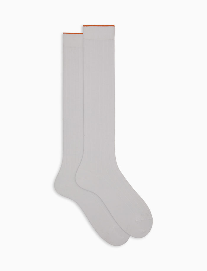 Calze lunghe uomo cotone costa tinta unita bianco - Gallo 1927 - Official Online Shop