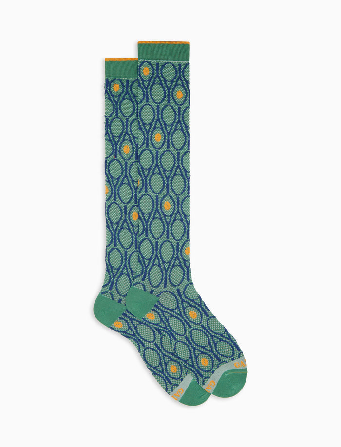Calze lunghe uomo cotone fantasia tennis verde - Gallo 1927 - Official Online Shop