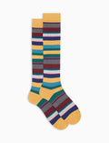 Calze lunghe uomo cotone leggero gialle righe multicolor