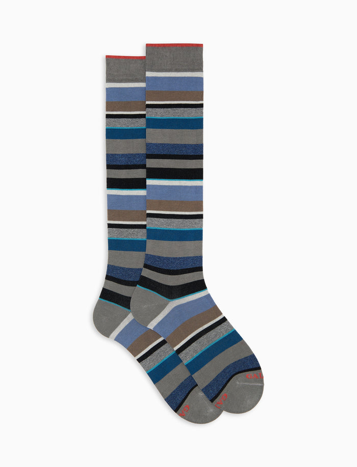 Calze lunghe uomo cotone righe multicolor grigio - Gallo 1927 - Official Online Shop
