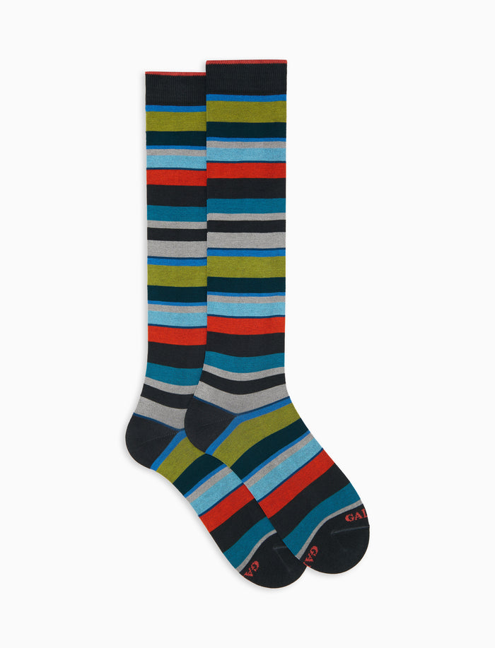 Calze lunghe uomo cotone righe multicolor grigio - Gallo 1927 - Official Online Shop