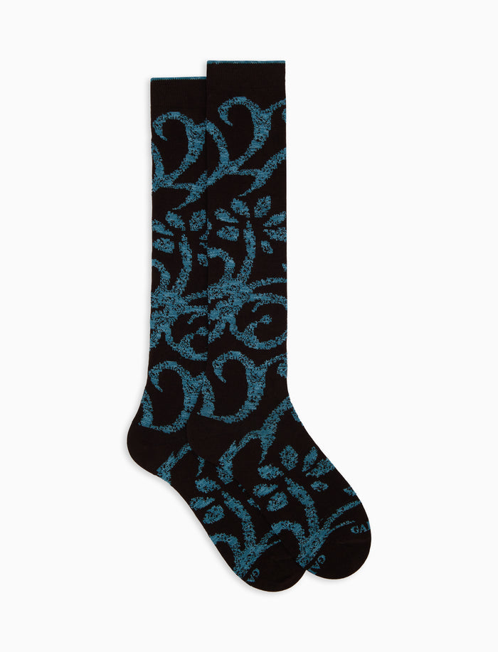 Calze lunghe uomo cotone marrone fantasia broccato - Gallo 1927 - Official Online Shop