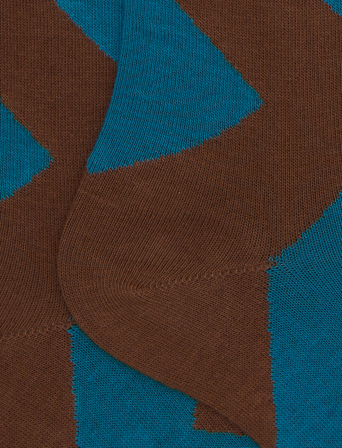 Calze lunghe uomo cotone marrone fantasia maxi rombo - Gallo 1927 - Official Online Shop