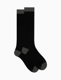 Calze lunghe uomo cotone nero tinta unita con contrasti - Gallo 1927 - Official Online Shop