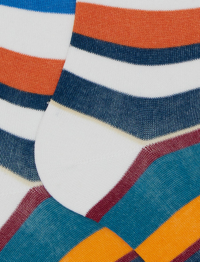 Calze lunghe uomo cotone righe multicolor bianco - Gallo 1927 - Official Online Shop