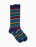 Calze lunghe uomo cotone righe pari blu