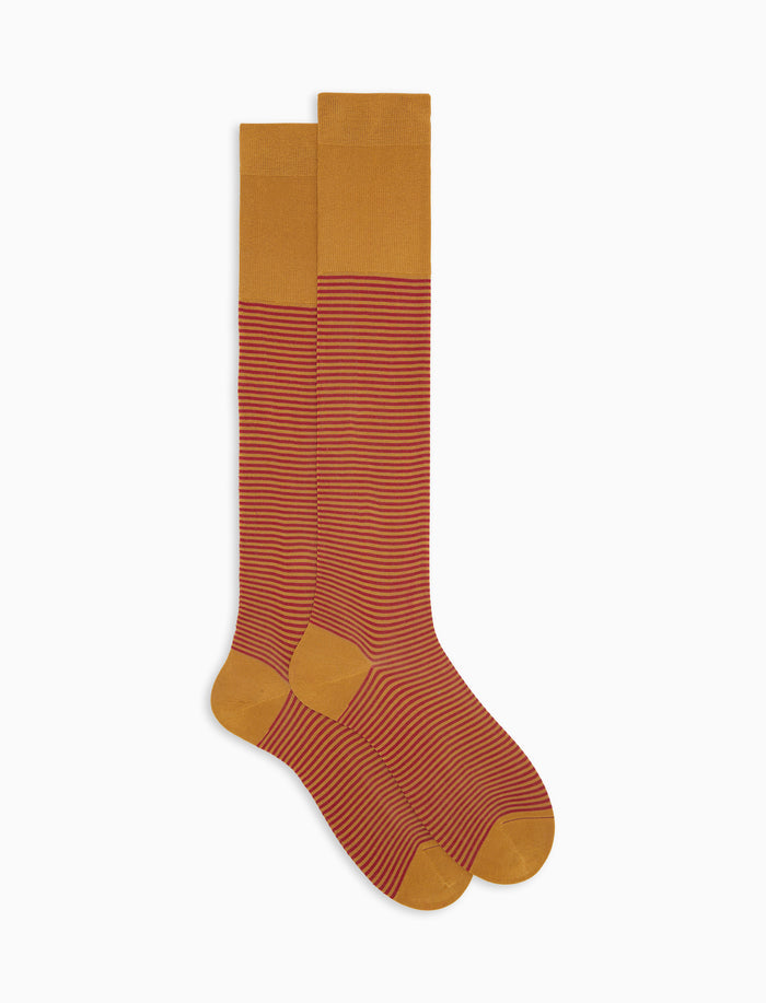 Calze lunghe uomo cotone righe windsor giallo - Gallo 1927 - Official Online Shop