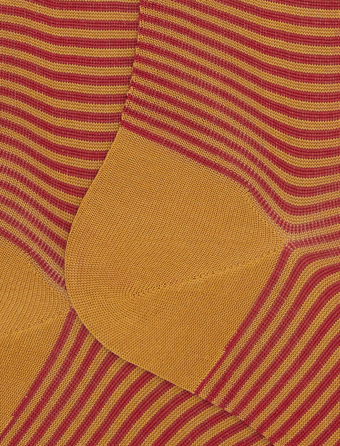 Calze lunghe uomo cotone righe windsor giallo - Gallo 1927 - Official Online Shop