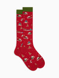 Calze lunghe uomo cotone rosso fantasia baite innevate - Gallo 1927 - Official Online Shop