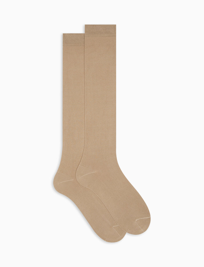 Calze lunghe uomo cotone tinta unita beige - Gallo 1927 - Official Online Shop