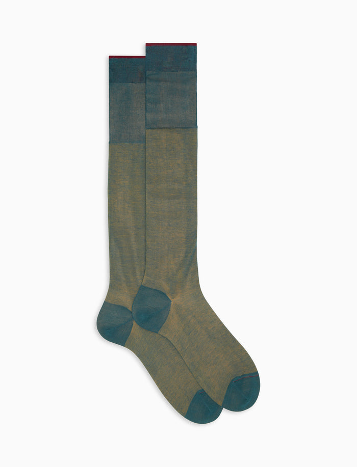 Calze lunghe uomo cotone verde fantasia cangiante - Gallo 1927 - Official Online Shop