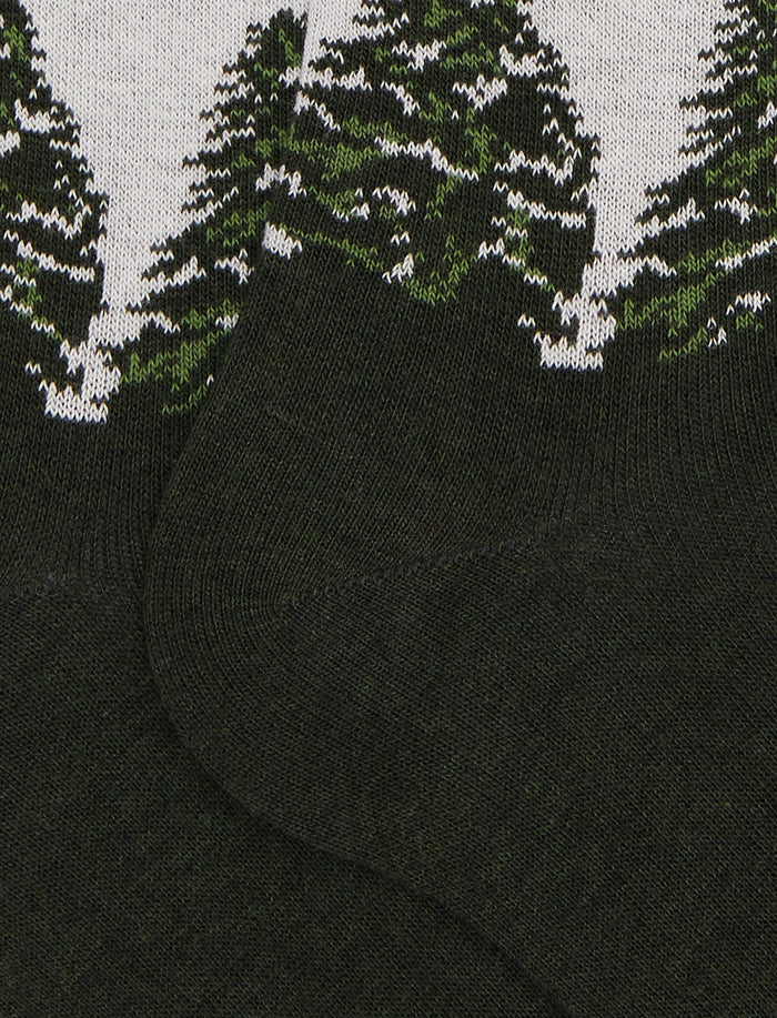 Calze lunghe uomo cotone verde fantasia paesaggio con seggiovia - Gallo 1927 - Official Online Shop