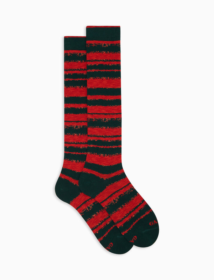 Calze lunghe uomo cotone verde riga sfumata - Gallo 1927 - Official Online Shop