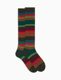 Calze lunghe uomo cotone verde righe multicolor a sette colori - Gallo 1927 - Official Online Shop
