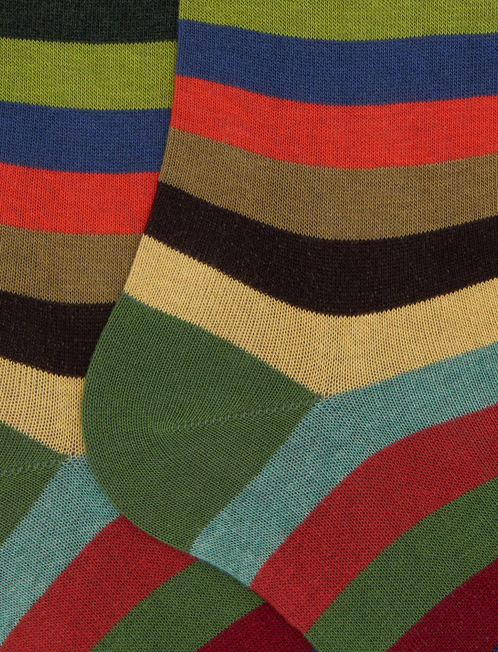 Calze lunghe uomo cotone verde righe pari - Gallo 1927 - Official Online Shop