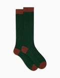 Calze lunghe uomo cotone verde tinta unita con contrasti - Gallo 1927 - Official Online Shop