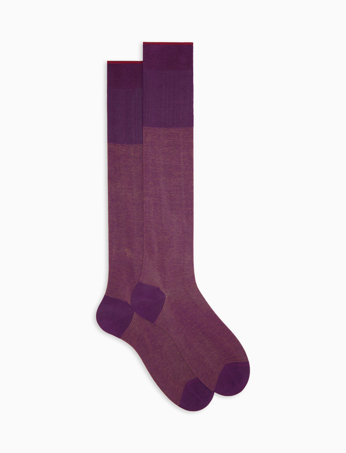 Calze lunghe uomo cotone viola fantasia effetto cangiante
