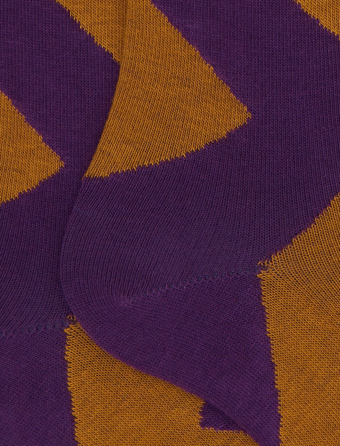 Calze lunghe uomo cotone viola fantasia maxi rombo - Gallo 1927 - Official Online Shop