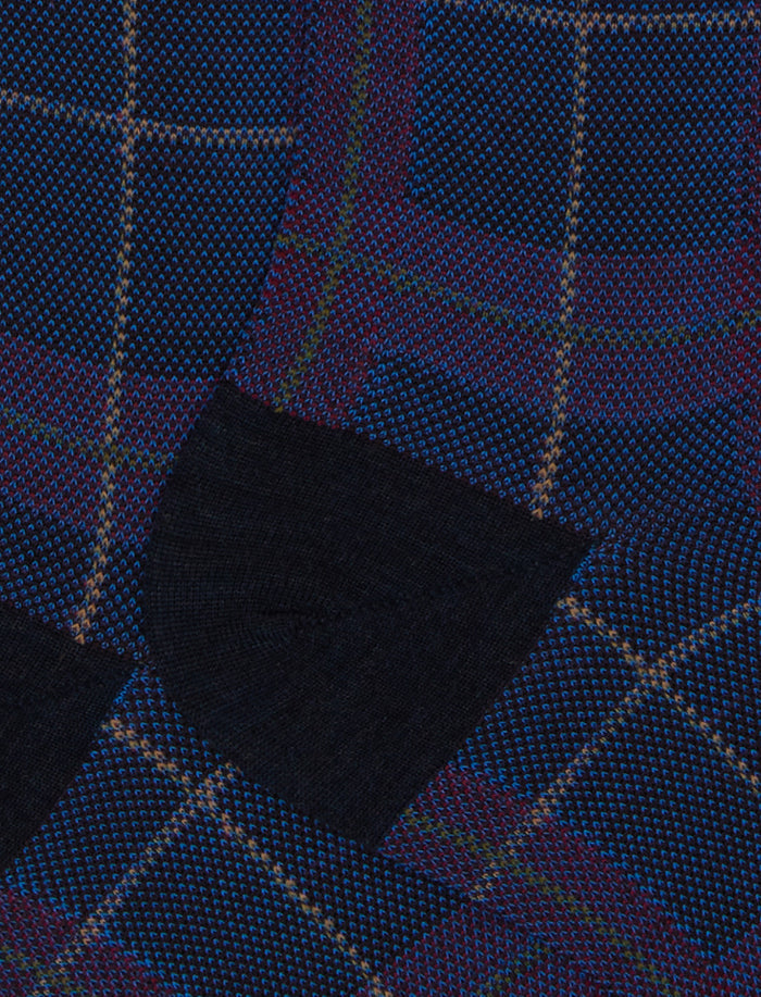 Calze lunghe uomo lana blu fantasia tartan - Gallo 1927 - Official Online Shop