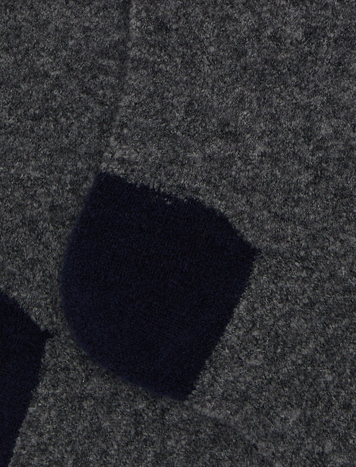 Calze lunghe uomo lana bouclé grigio tinta unita e contrasti - Gallo 1927 - Official Online Shop