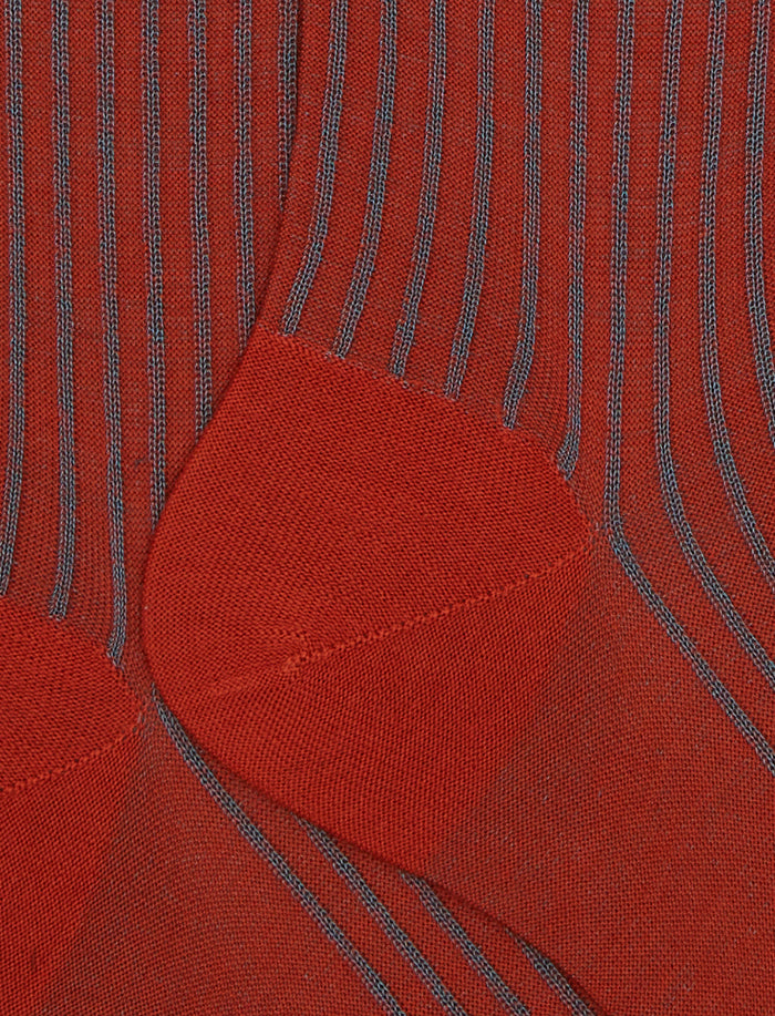 Calze lunghe uomo lana e cotone arancio twin rib - Gallo 1927 - Official Online Shop