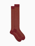 Calze lunghe uomo lana e cotone bordò twin rib