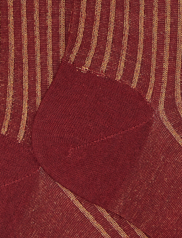 Calze lunghe uomo lana e cotone bordò twin rib