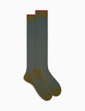 Calze lunghe uomo lana e cotone verde twin rib