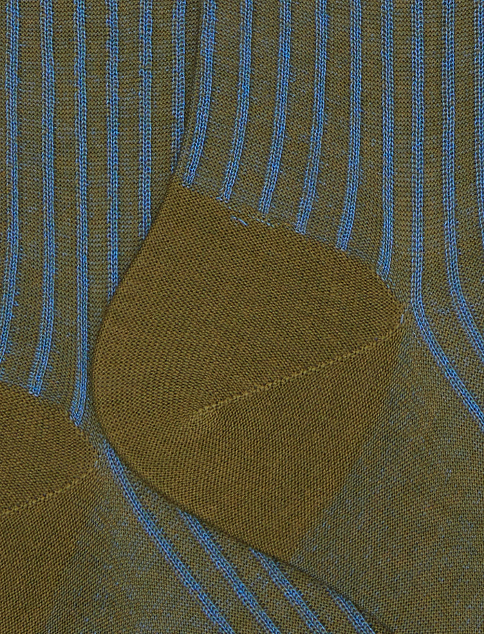 Calze lunghe uomo lana e cotone verde twin rib