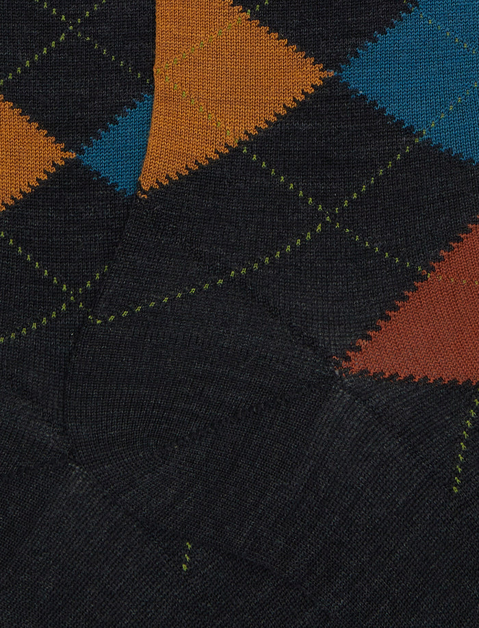 Calze lunghe uomo lana nero fantasia intarsio - Gallo 1927 - Official Online Shop