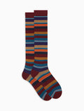 Calze lunghe uomo lana rosso righe multicolor - Gallo 1927 - Official Online Shop