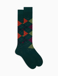 Calze lunghe uomo lana verde fantasia intarsio - Gallo 1927 - Official Online Shop