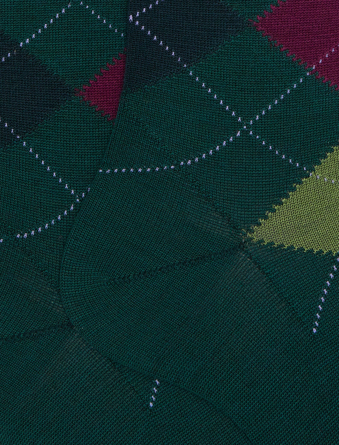 Calze lunghe uomo lana verde fantasia intarsio - Gallo 1927 - Official Online Shop