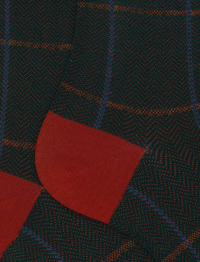 Calze lunghe uomo lana verde fantasia window pane - Gallo 1927 - Official Online Shop