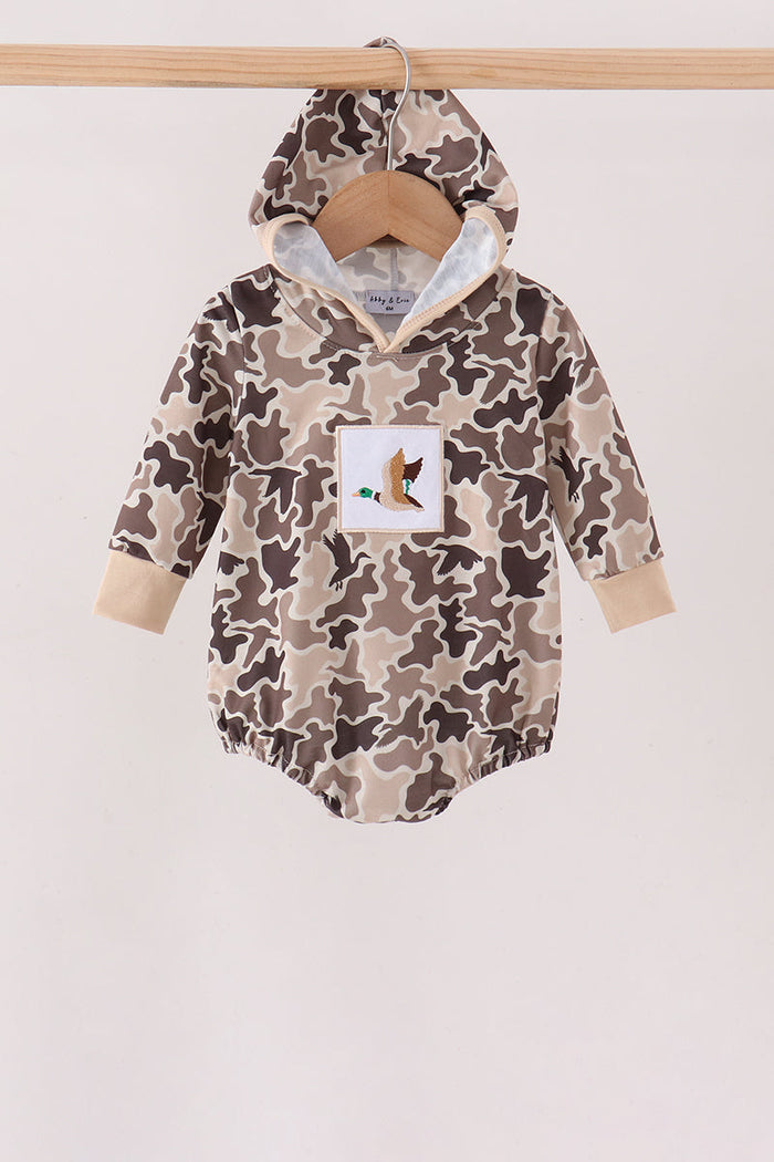 Camouflage duck embroidery hoodie bubble