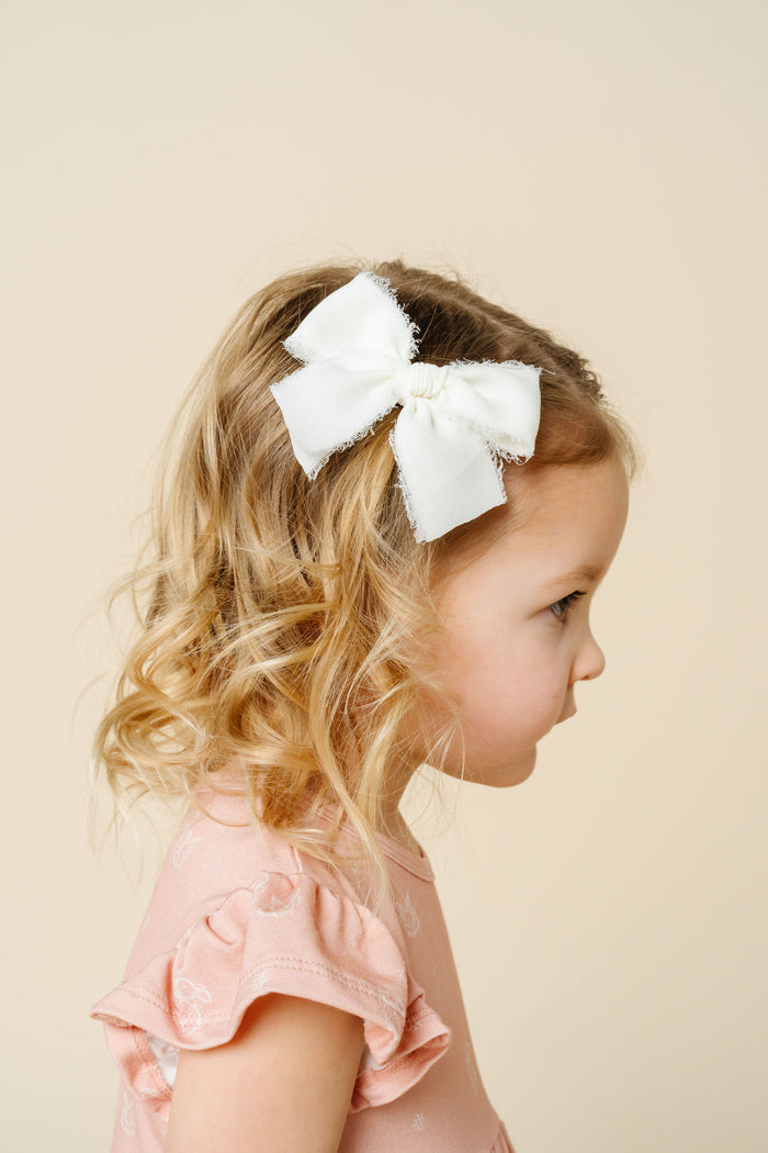 Chiffon Bow - Dove White