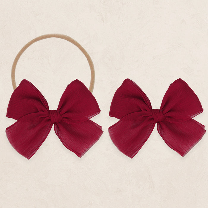 Chiffon Bow - Ruby