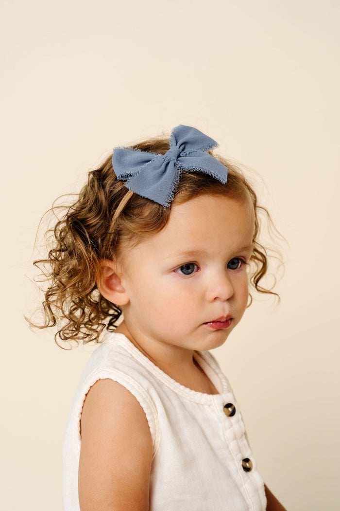 Chiffon Bow - Steel Blue