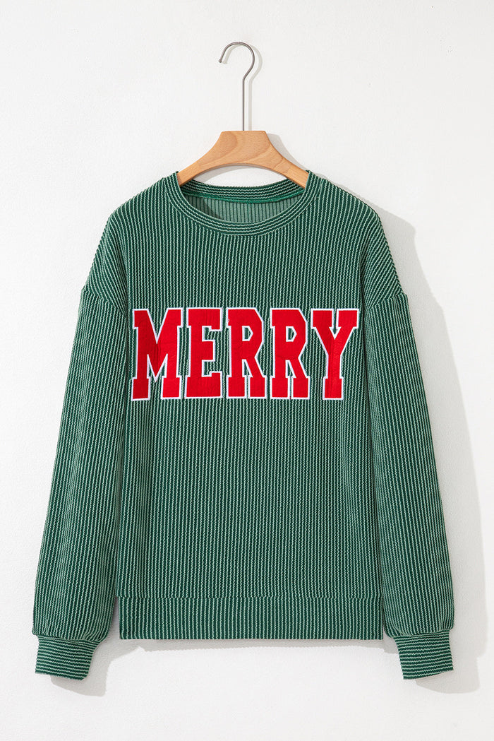 Christmas MERRY/JOLLY Letter Print Long Sleeve Top