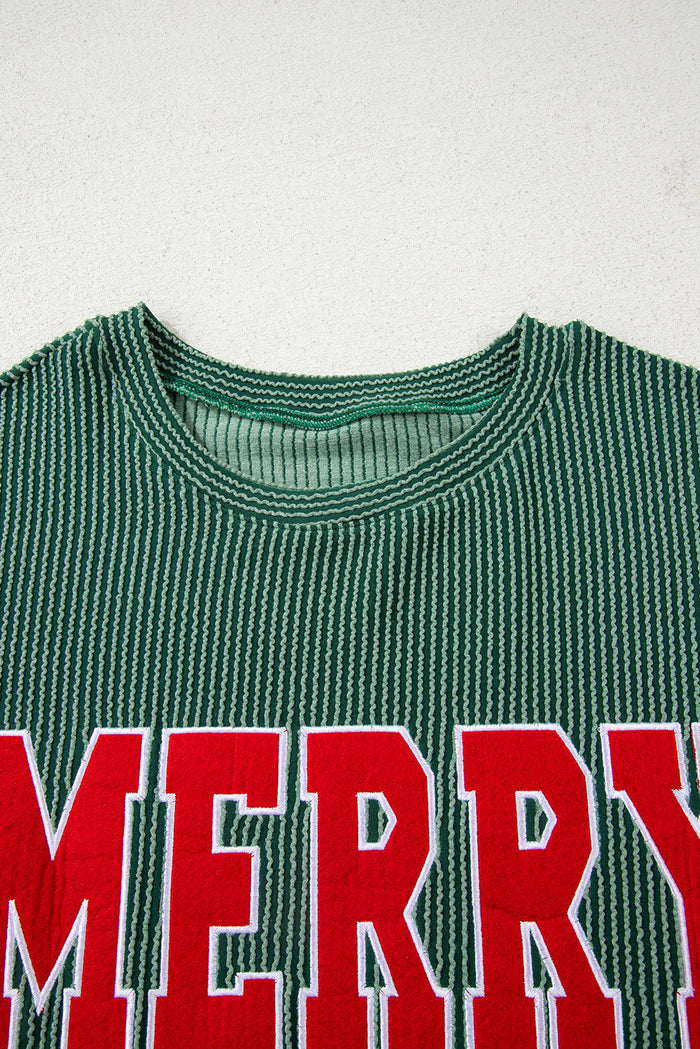 Christmas MERRY/JOLLY Letter Print Long Sleeve Top