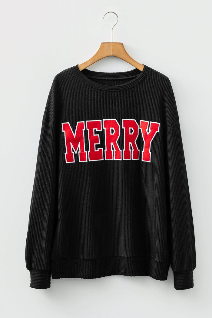 Christmas MERRY/JOLLY Letter Print Long Sleeve Top