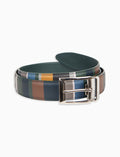 Cintura accorciabile e reversibile unisex pelle martellata grigio righe multicolor