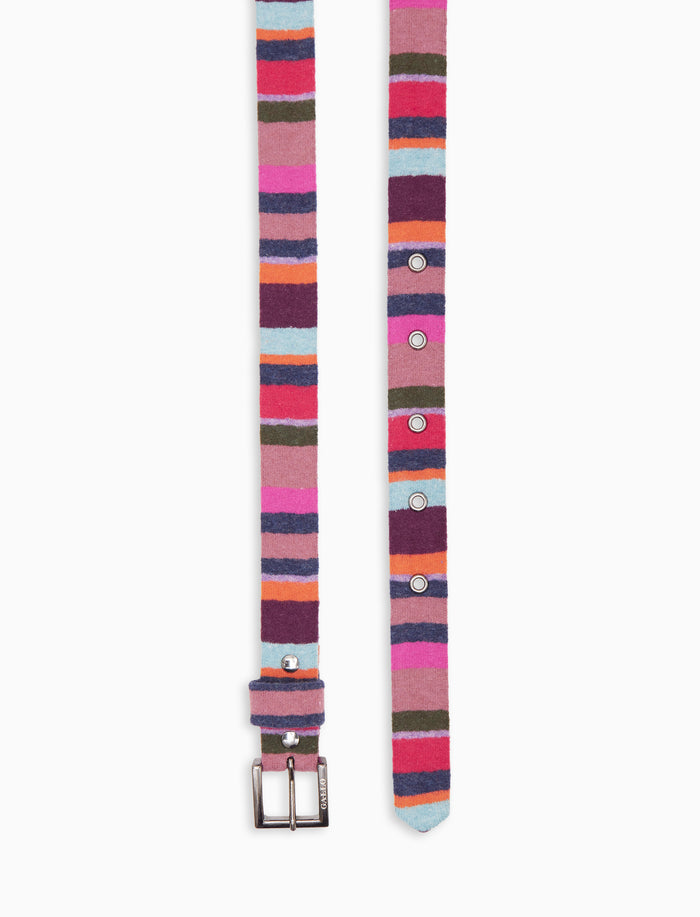 Cintura bassa donna pile rosa righe multicolor