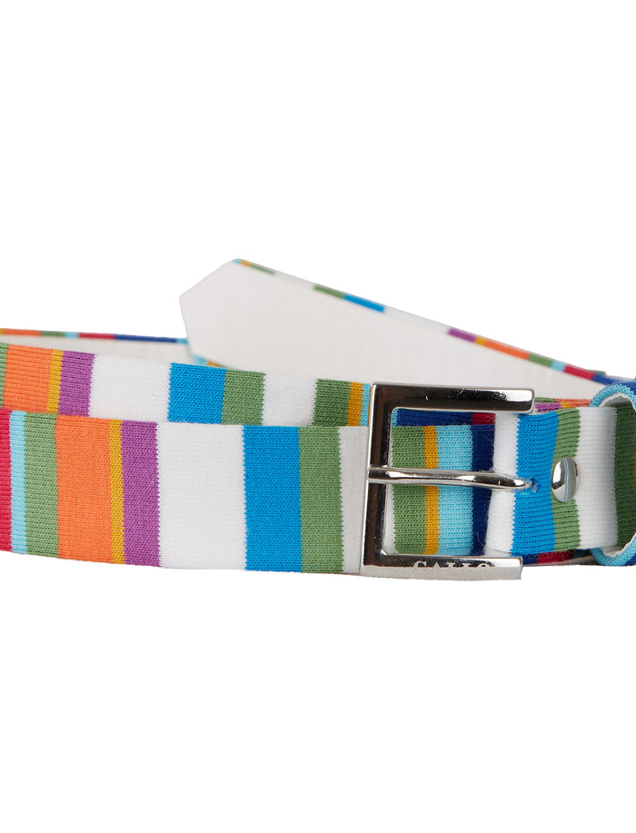 Cintura reversibile donna cotone righe multicolor bianco - Gallo 1927 - Official Online Shop