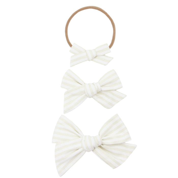 Classic Bow - Ivory Stripe