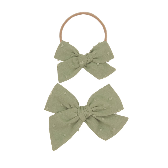 Classic Bow - Moss Swiss Dot