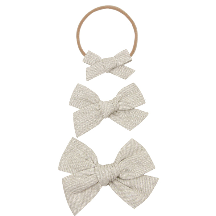 Classic Bow - Oatmeal Chambray