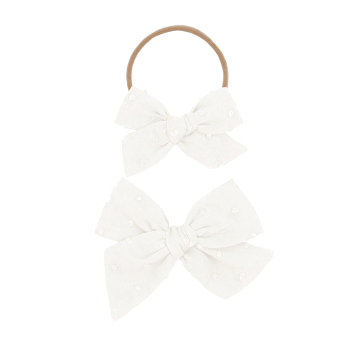 Classic Bow - White Swiss Dot
